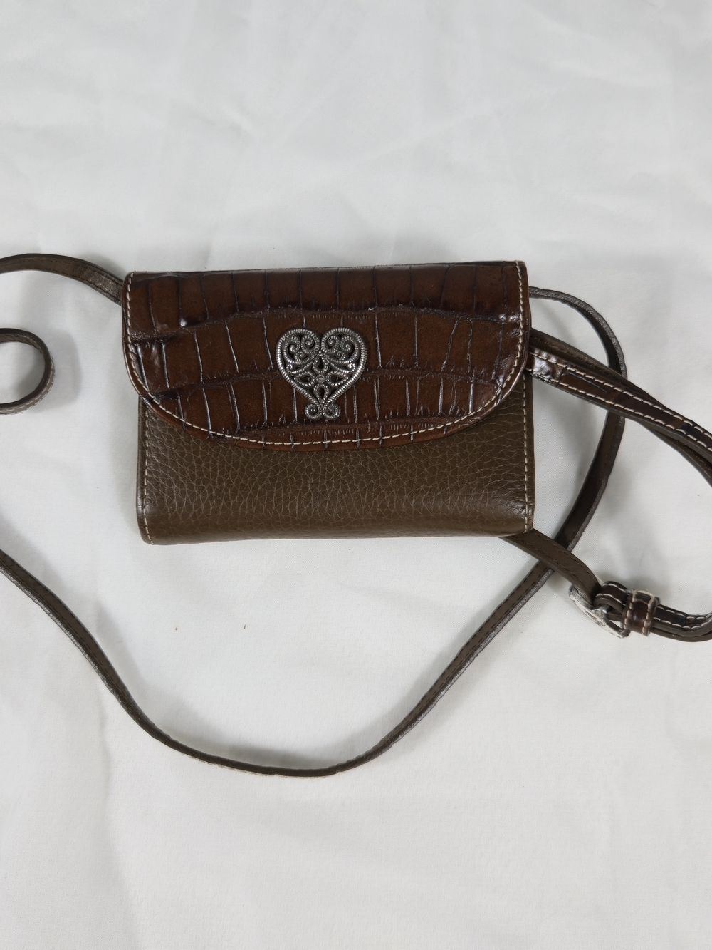 Brighton Brown Leather Small Crossbody Bag Wallet w/ Detachable Strap